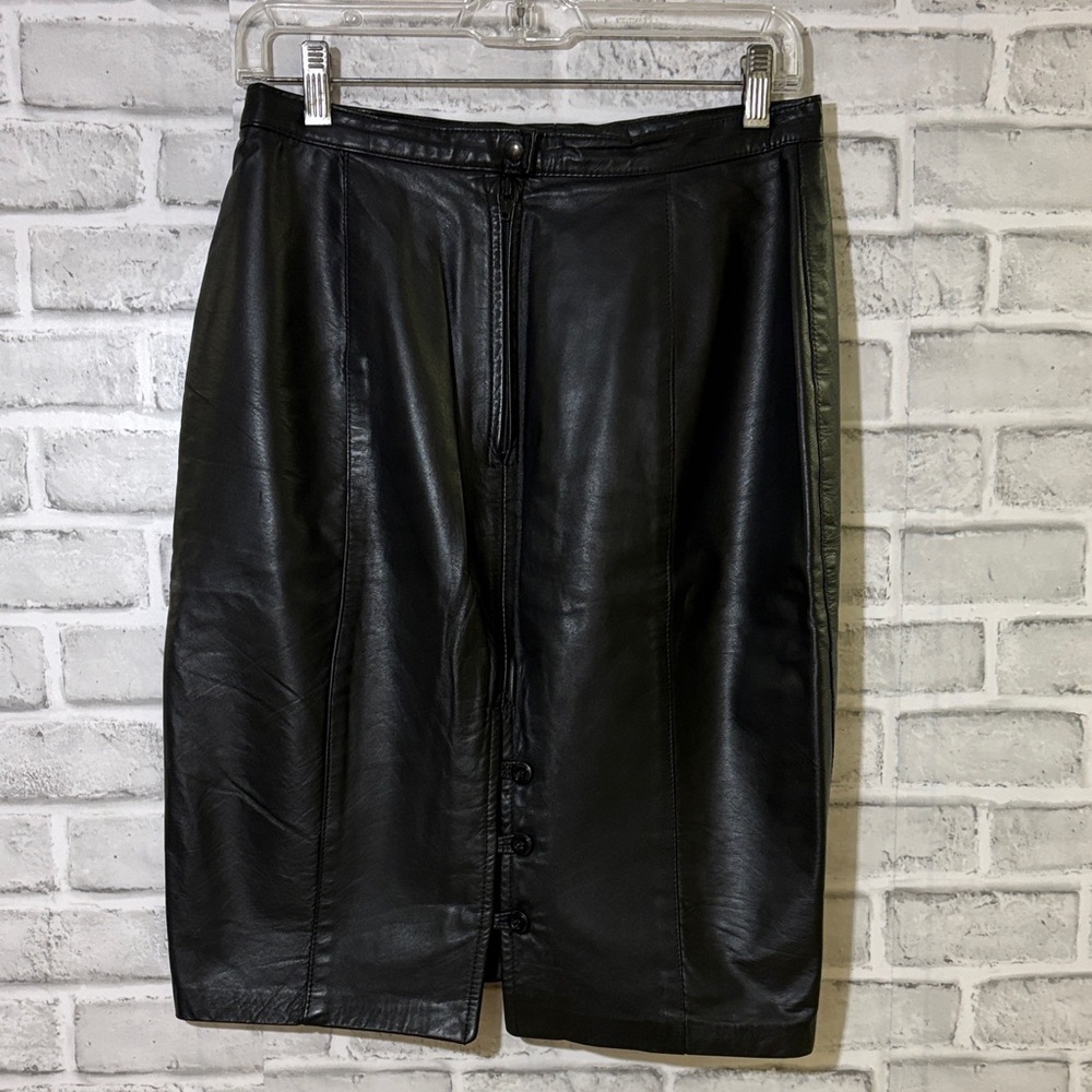 Cosa Nova Fashion Chic Black faux Leather Pencil Skirt, size 14